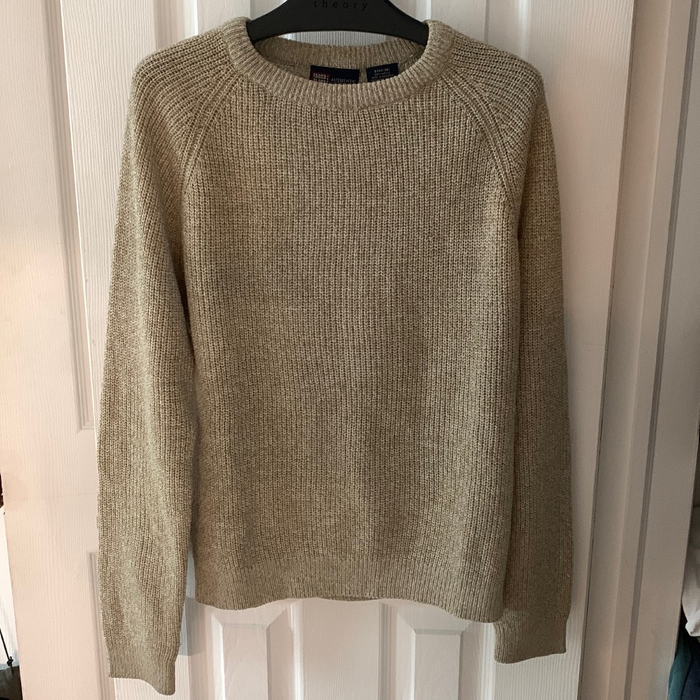 Faded Glory Mens Size Small Sand Color Crewneck Sweater